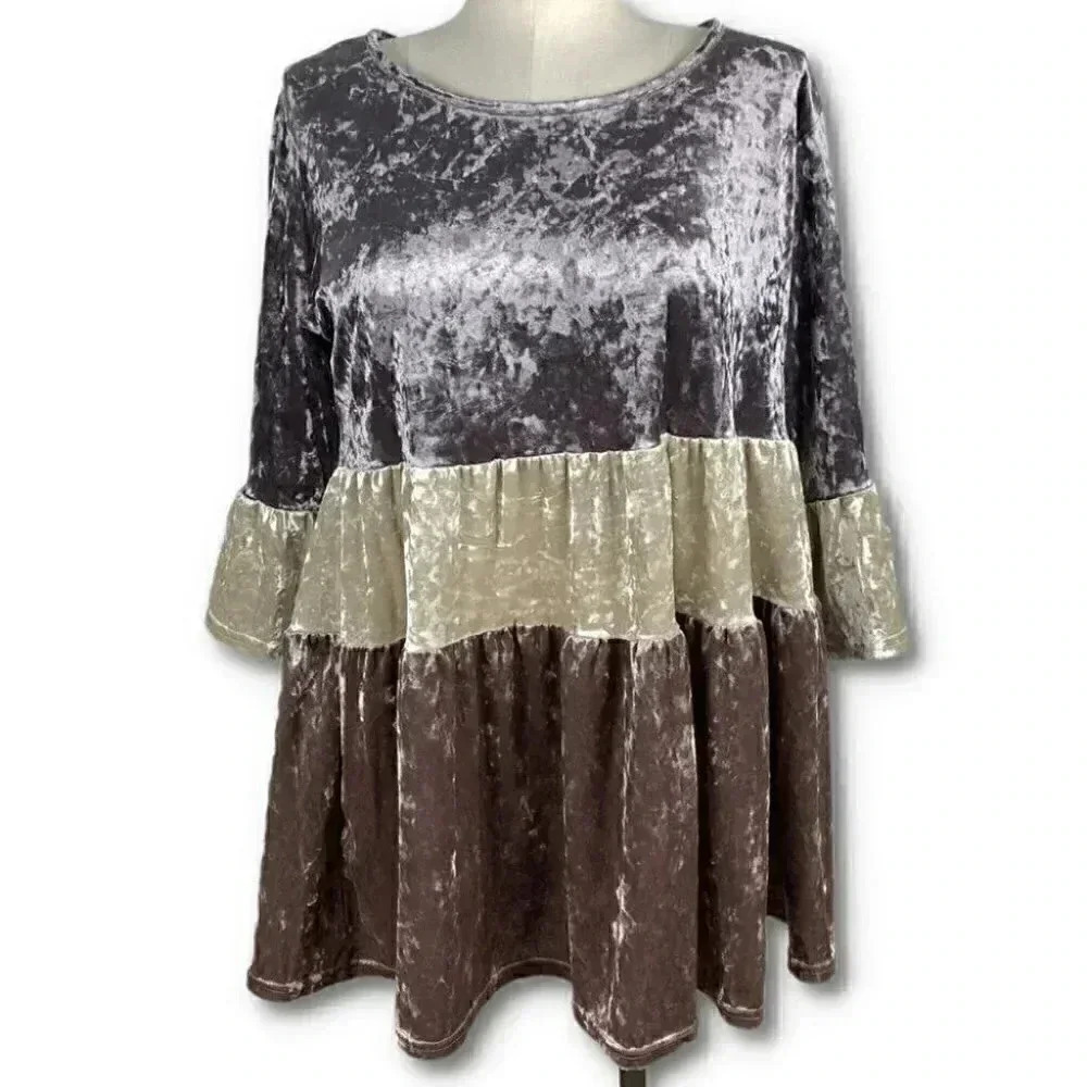 Indigo soul dress size 2XL multicolored metallic colorblocked crushed velvet
